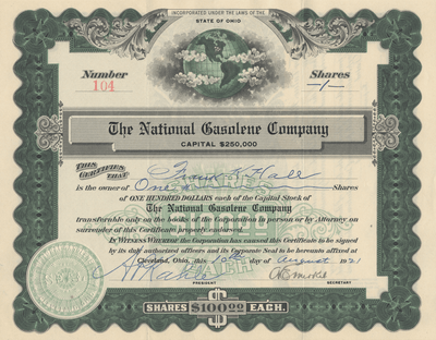 National Gasolene Company Stock Certificate