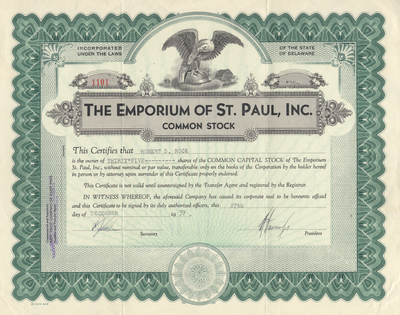 Emporium of St. Paul, Inc. Stock Certificate