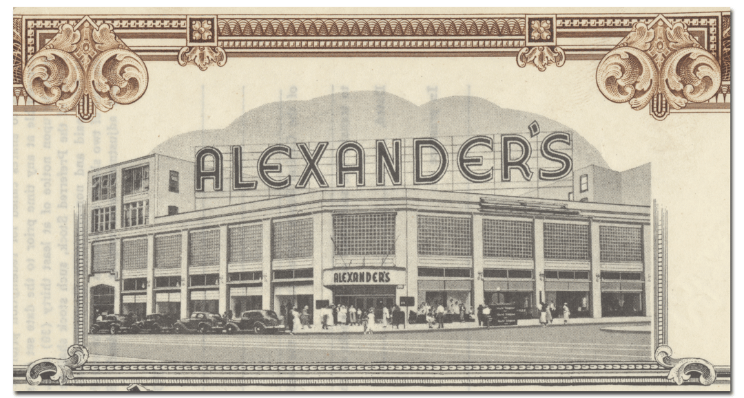 Alexander's Department Stores, Inc. Specimen Stock Certificate