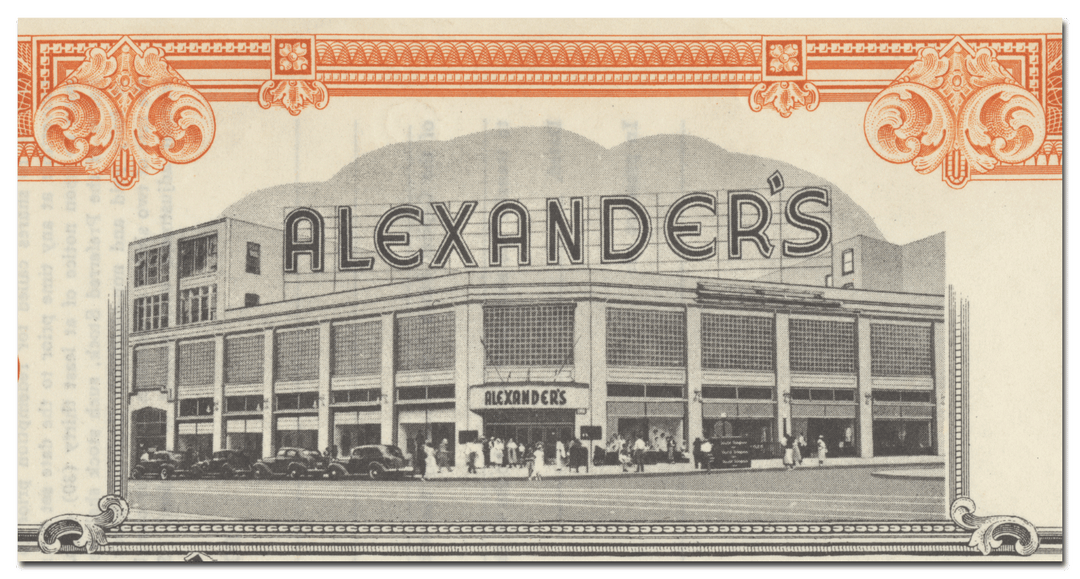 Alexander's Department Stores, Inc. Specimen Stock Certificate