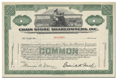 Chain Store Shareowners, Inc. Specimen Stock Certificate