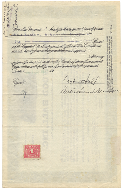 Rockwell Hall, Inc. Stock Certificate