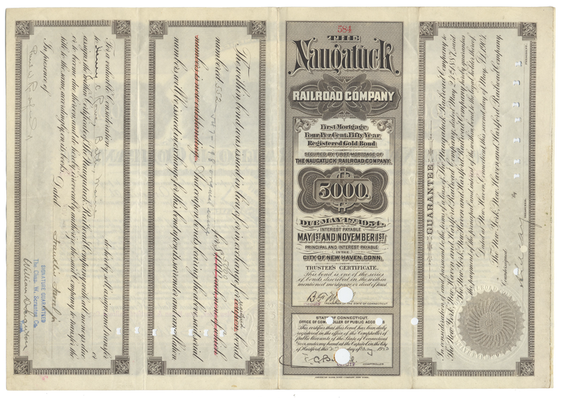 Naugatuck Railroad Company Bond Certificate