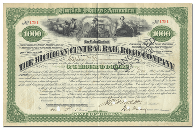 Michigan Central Rail Road Company Bond Certificate