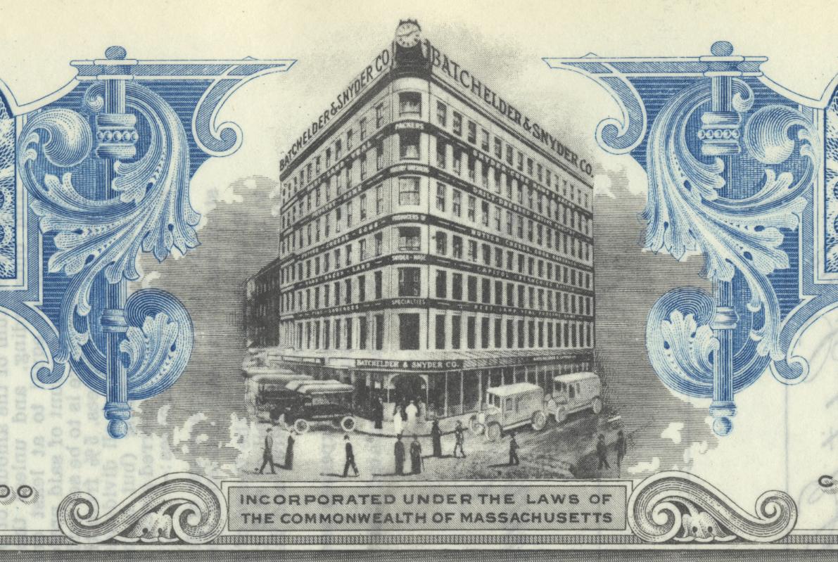 Batchelder, Snyder, Door & Doe Company Stock Certificate