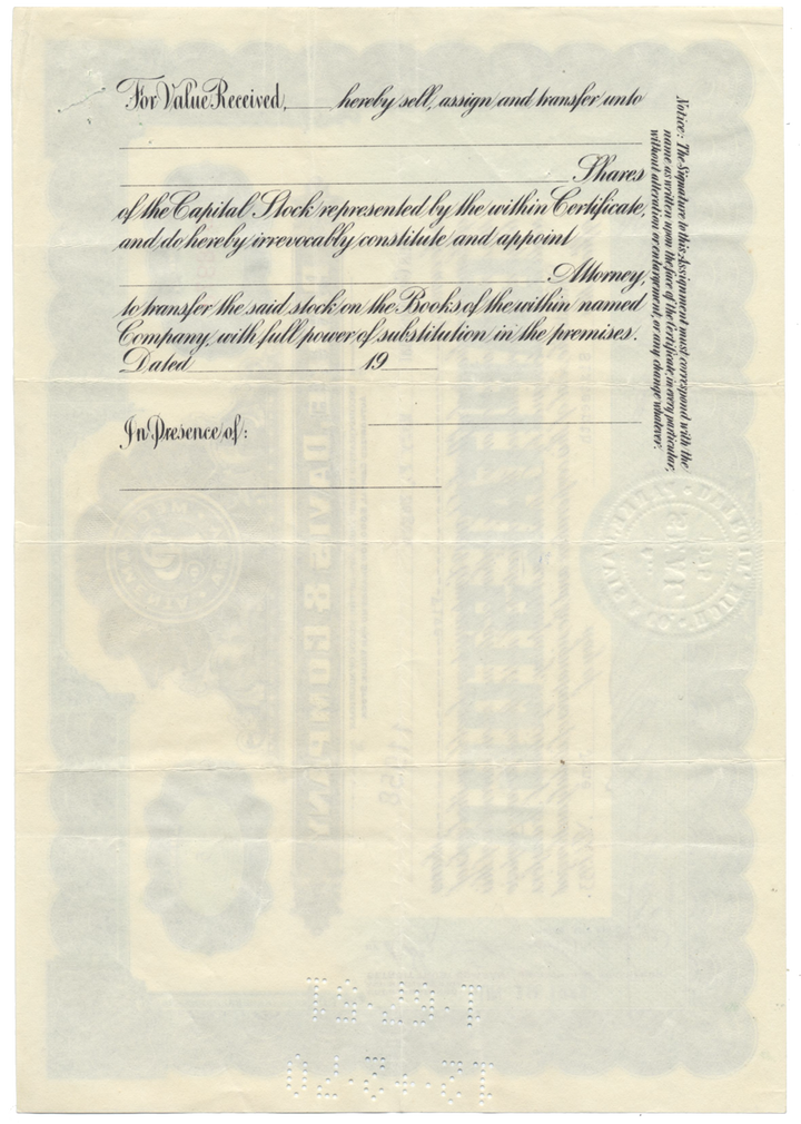 Parke, Davis & Company Stock Certificate