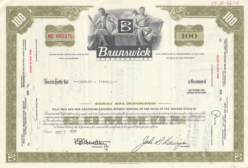 Brunswick Corporation Stock Certificate