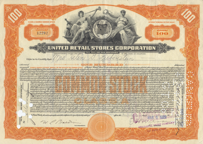 United Retail Stores Corporation Stock Certificate