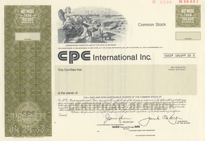 CPC International, Inc. Specimen Stock Certificate