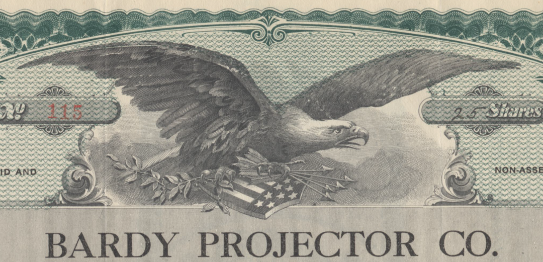 Bardy Projector Co. Stock Certificate - Ghosts of Wall Street