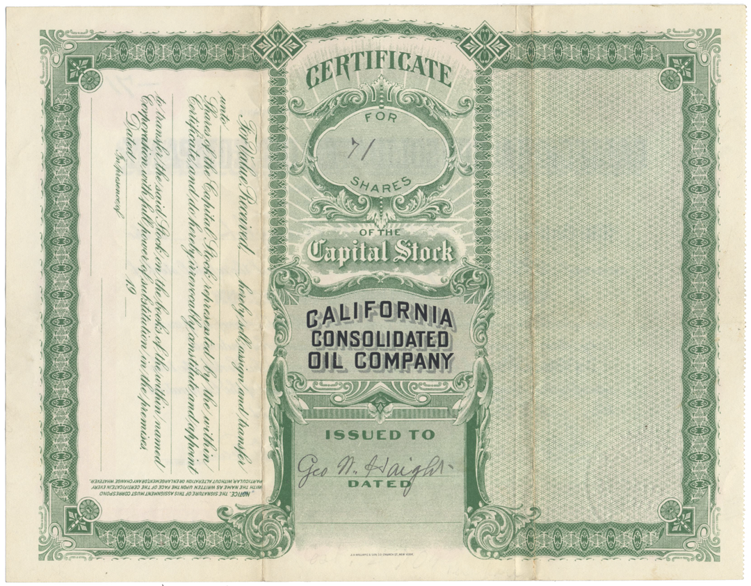 California Consolidated Oil Company Stock Certificate