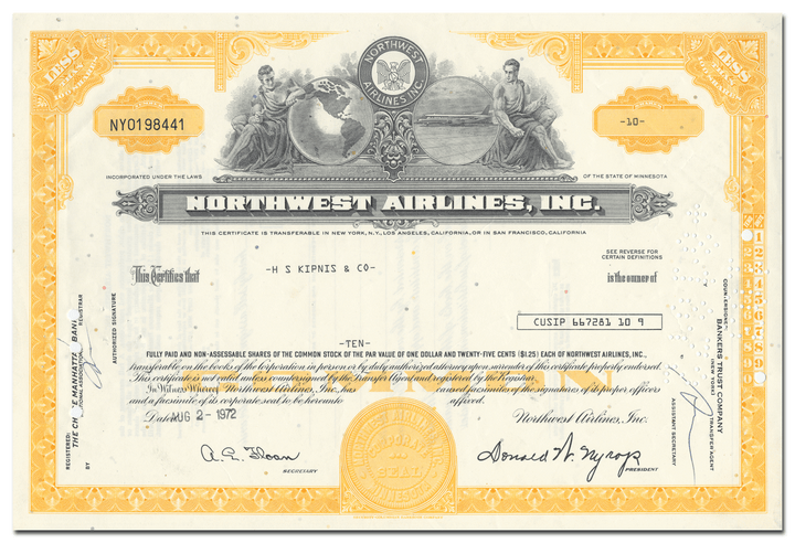 Northwest Airlines, Inc. Stock Certificate