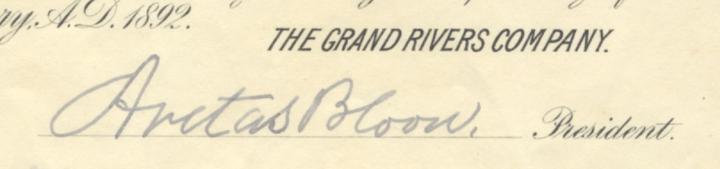 Grand Rivers Company Bond Certificate Signed by Aretas Blood