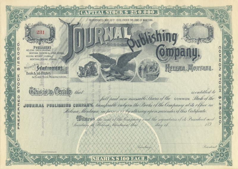 Journal Publishing Company Stock Certificate