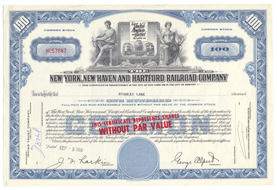 New York, New Haven and Hartford Railroad Company Stock Certificate