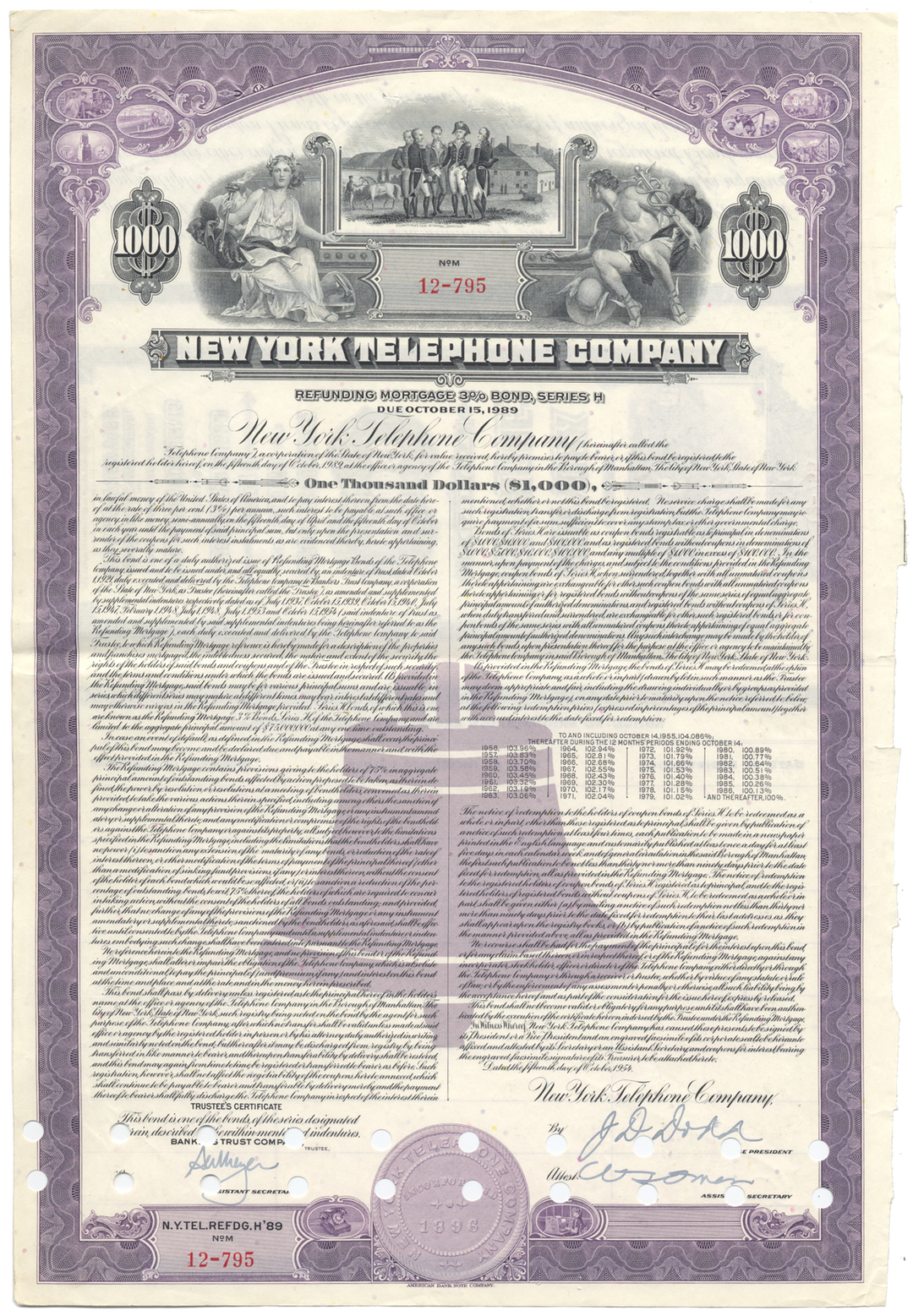 New York Telephone Company Bond Certificate