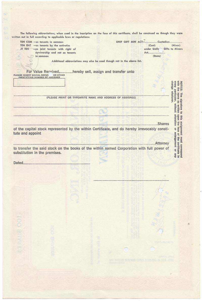 Panacolor, Inc. Specimen Stock Certificate