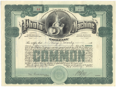 Photo-Machine Company Stock Certificate