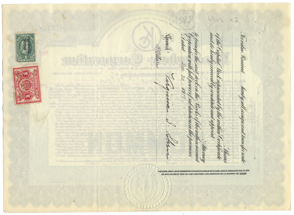 Kinetophote Corporation Stock Certificate