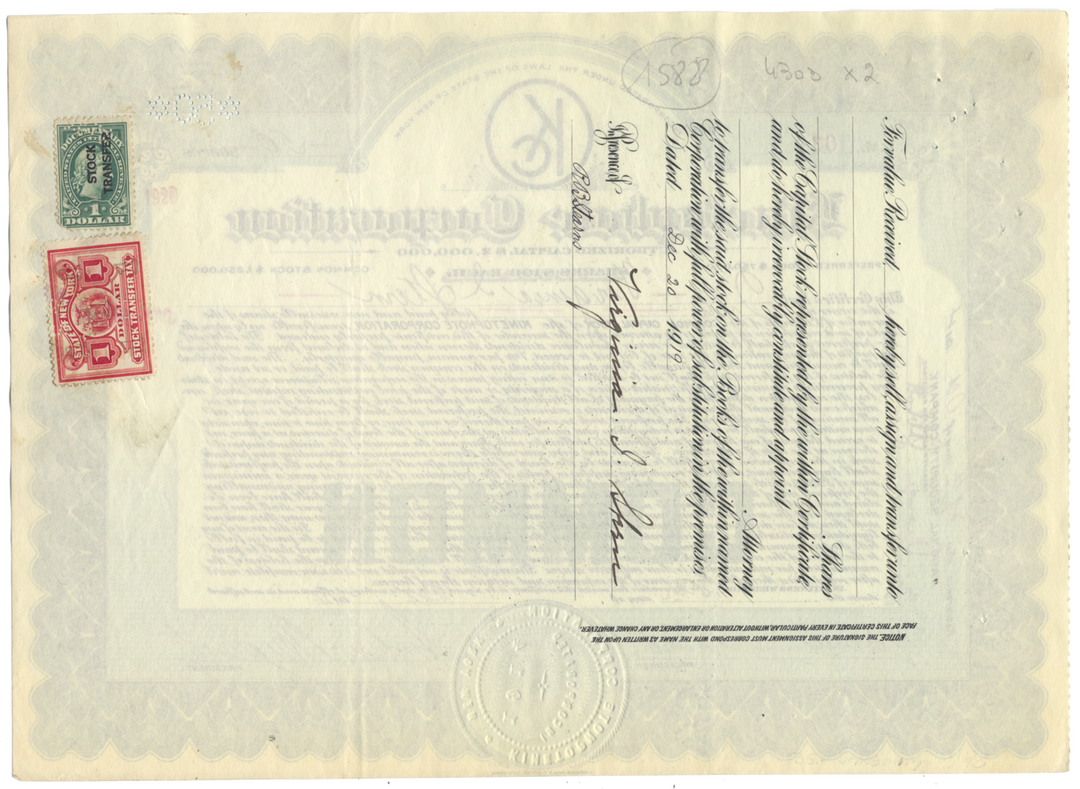 Kinetophote Corporation Stock Certificate