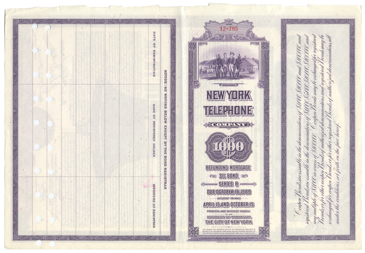 New York Telephone Company Bond Certificate