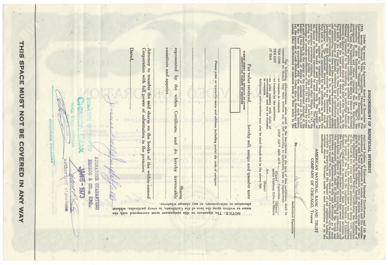 National Video Corporation Stock Certificate
