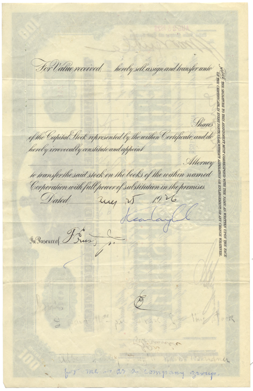 Thermiodyne Radio Corporation Stock Certificate