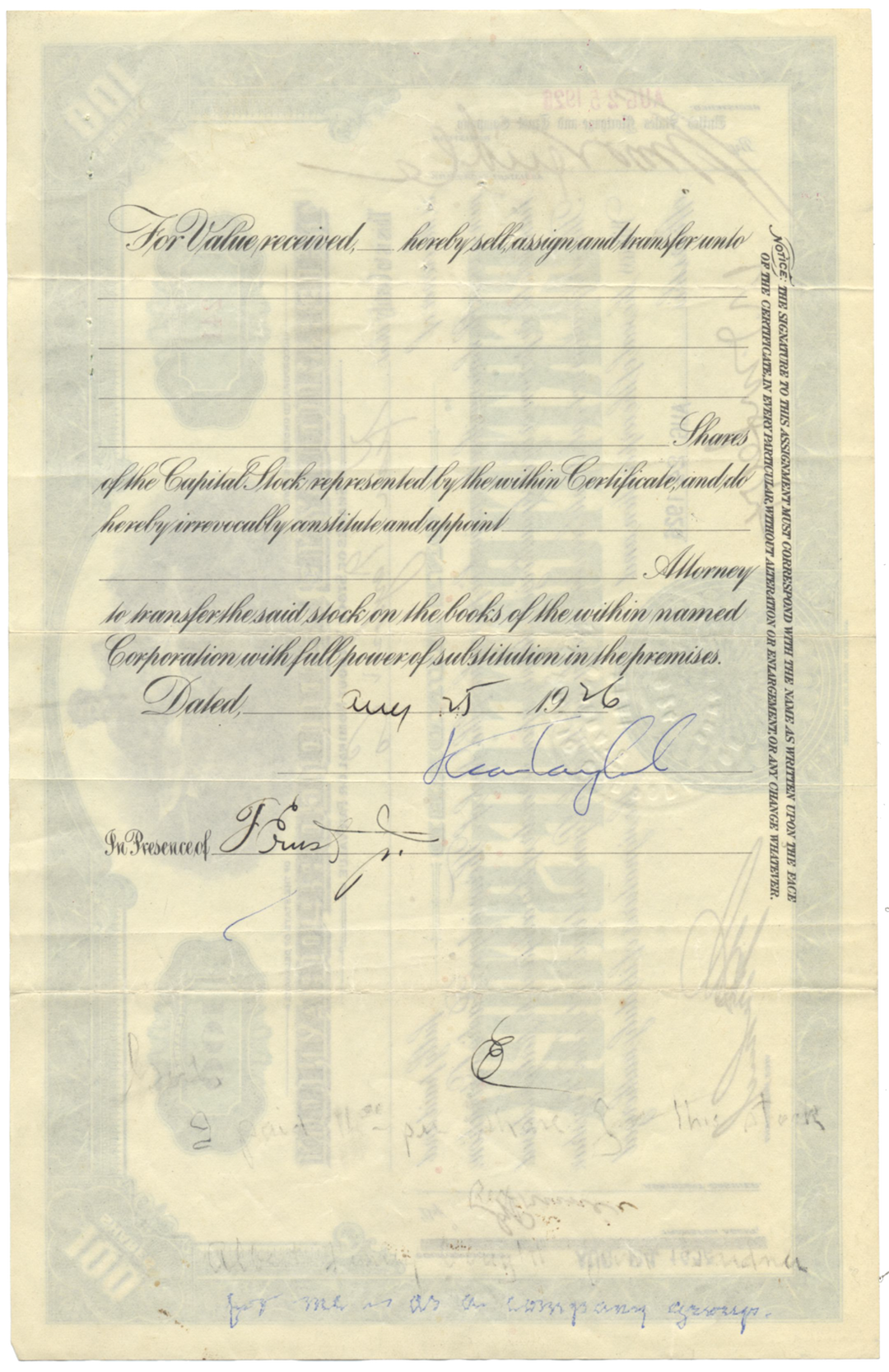 Thermiodyne Radio Corporation Stock Certificate