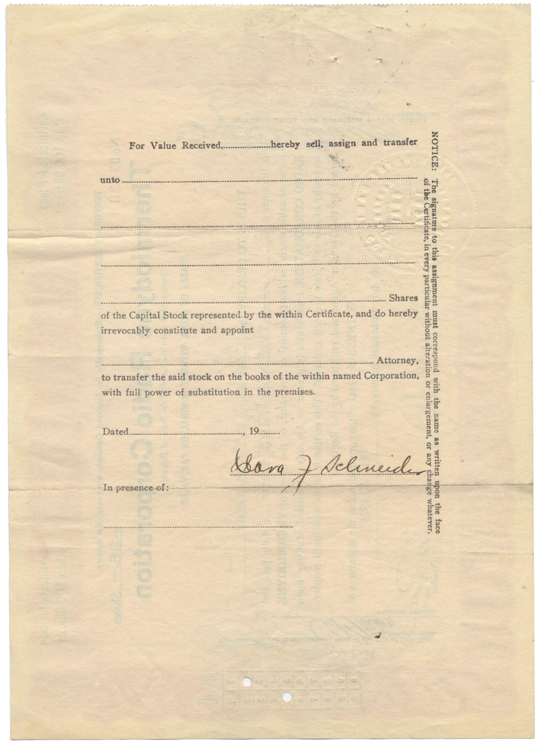 Thermiodyne Radio Corporation Stock Certificate