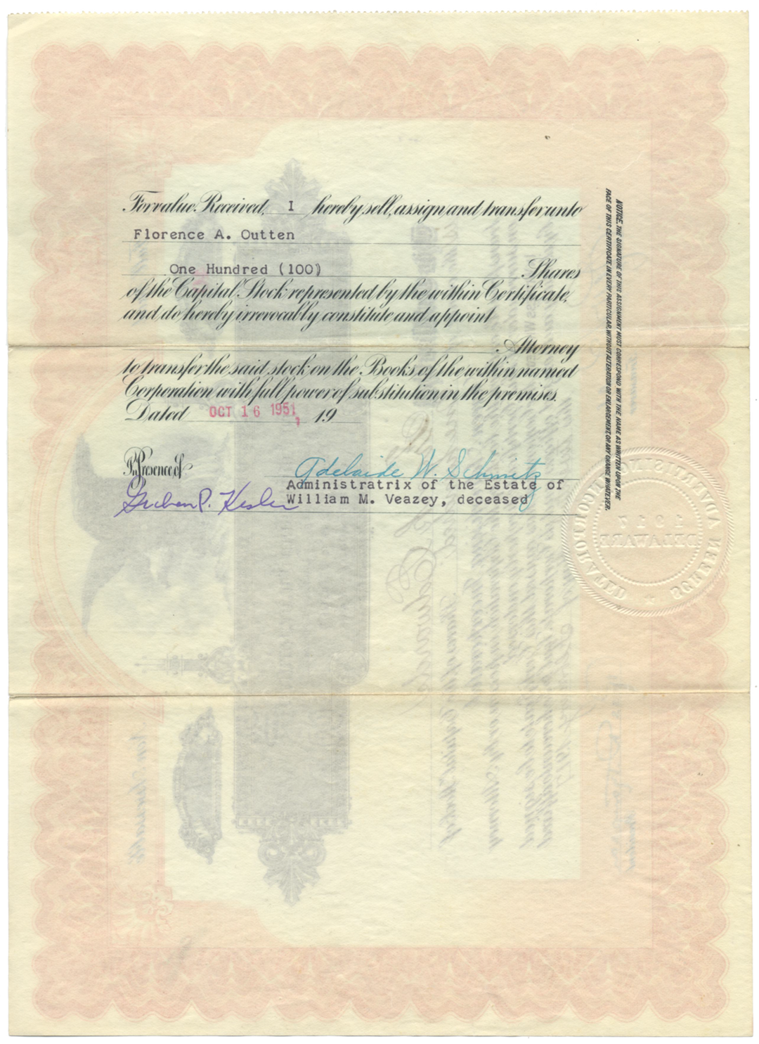 Screen Advertising, Incorporated Stock Certificate