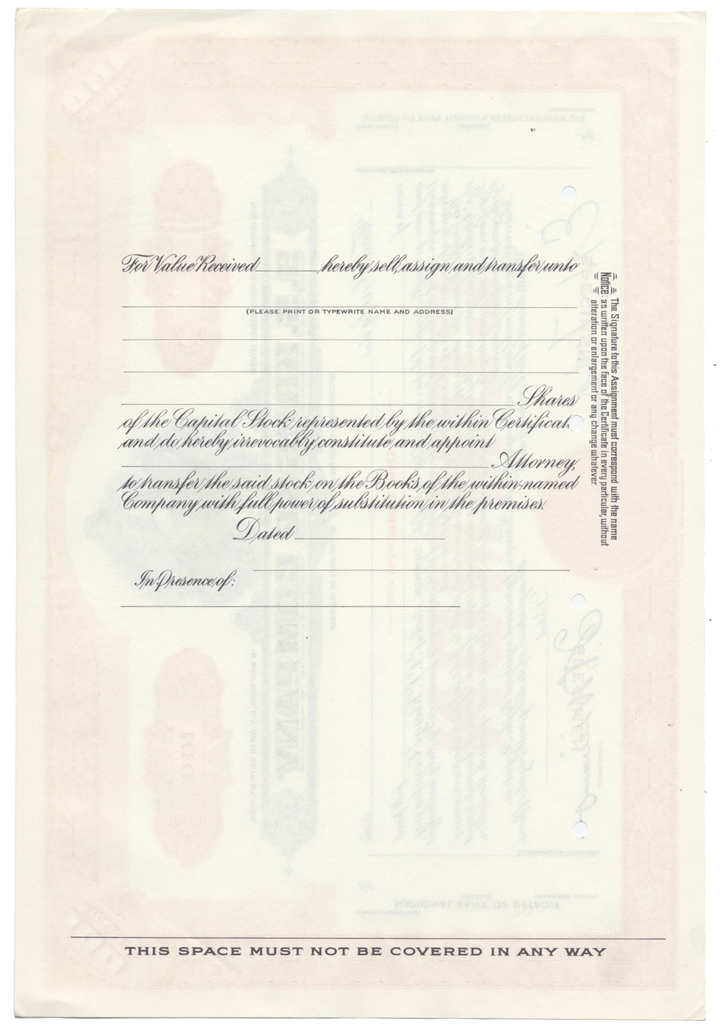 S. S. Kresge Company Specimen Stock Certificate