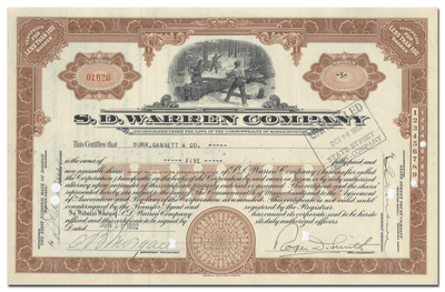 S. D. Warren Company Stock Certificate