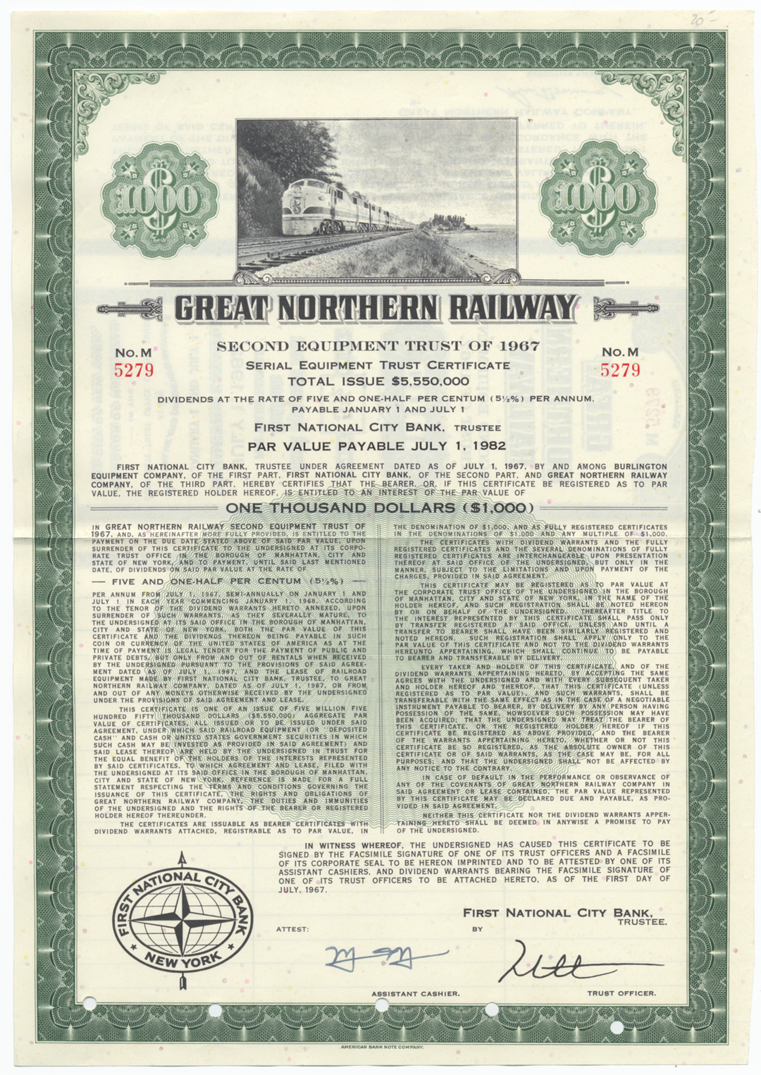 Great Northern Railway Company Bond Certificate