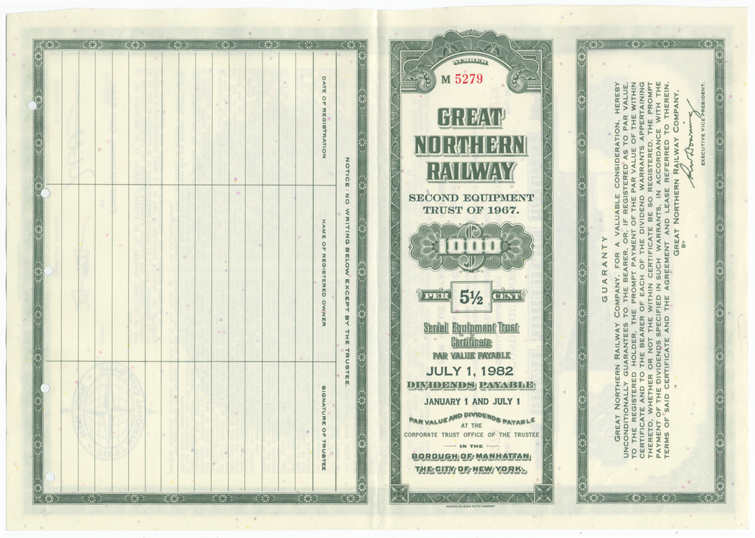 Great Northern Railway Company Bond Certificate