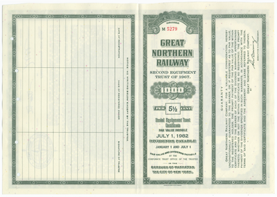 Great Northern Railway Company Bond Certificate
