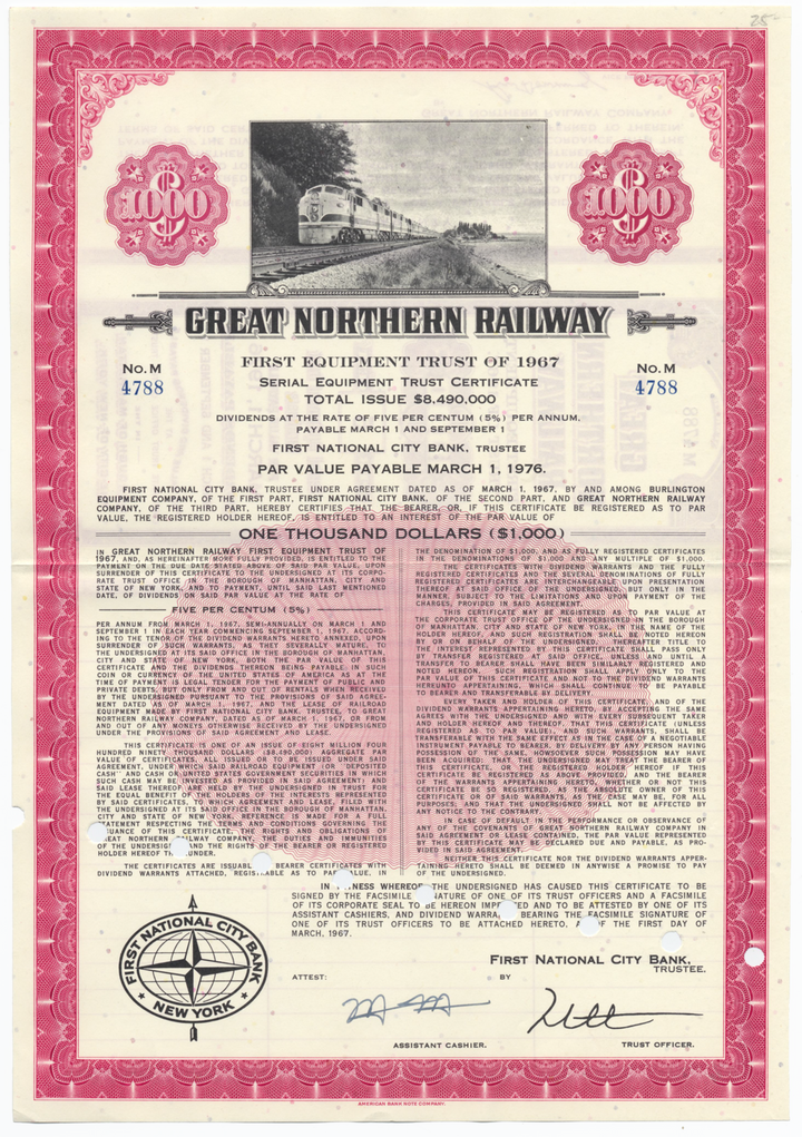 Great Northern Railway Company Bond Certificate