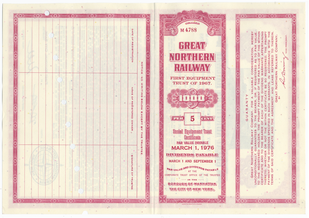 Great Northern Railway Company Bond Certificate