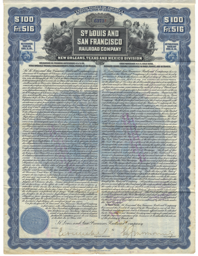 St. Louis and San Francisco Railroad Company Bond Certificate