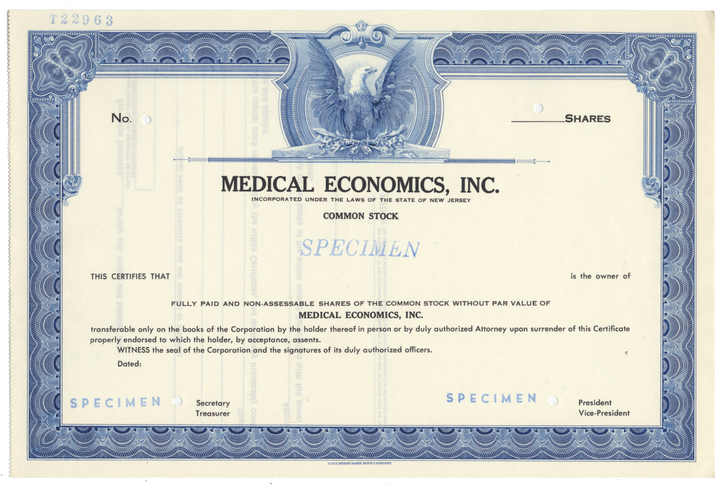 Medical Economics, Inc. Specimen Stock Certificate