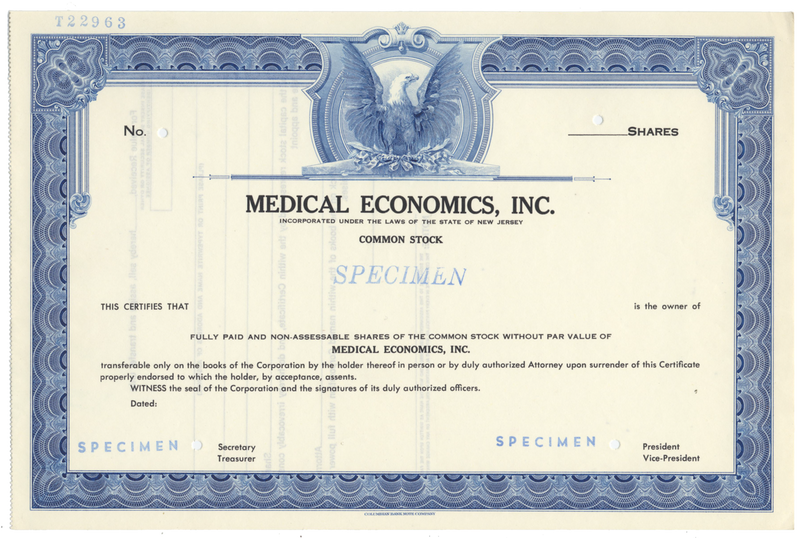 Medical Economics, Inc. Specimen Stock Certificate