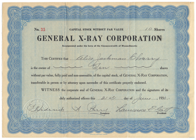 General X-Ray Corporation Stock Certificate