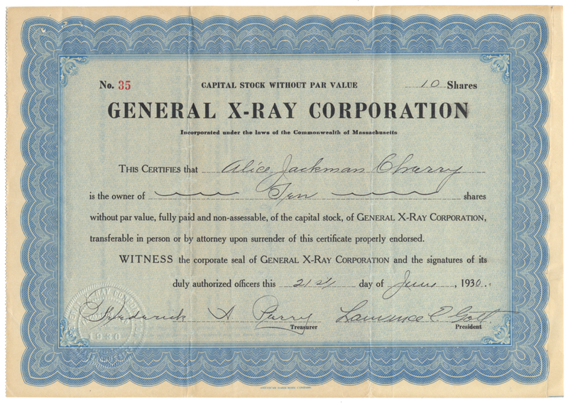 General X-Ray Corporation Stock Certificate