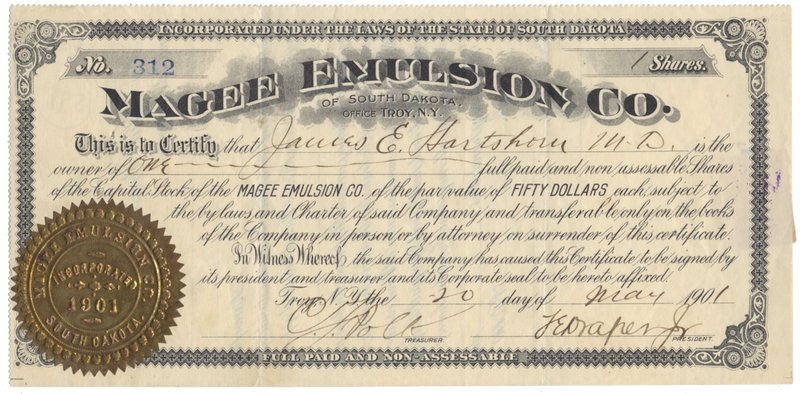 Magee Emulsion Co. Stock Certificate