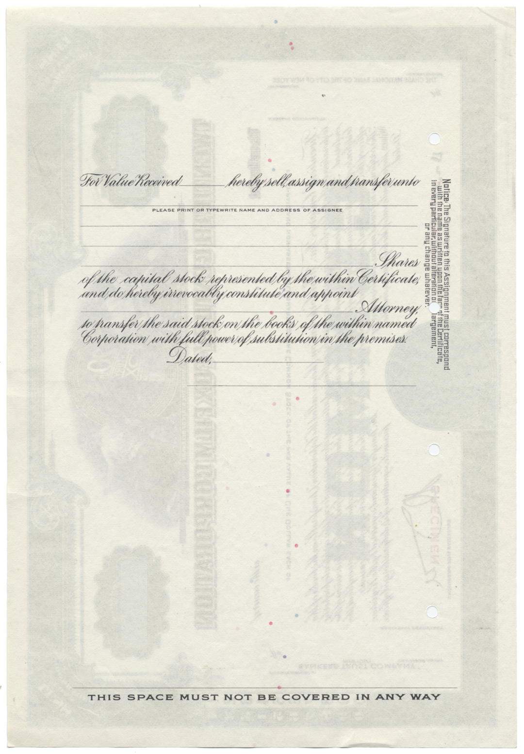 Twentieth Century-Fox Film Corporation Specimen Stock Certificate