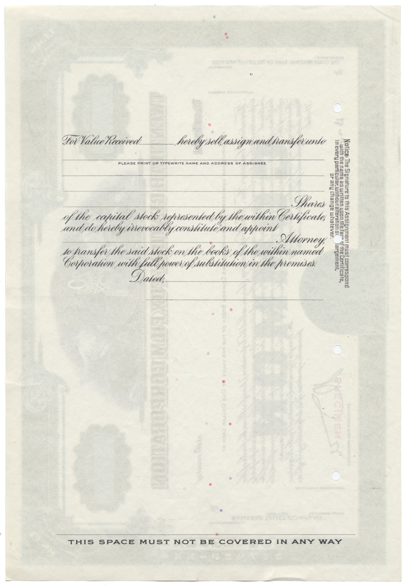 Twentieth Century-Fox Film Corporation Specimen Stock Certificate