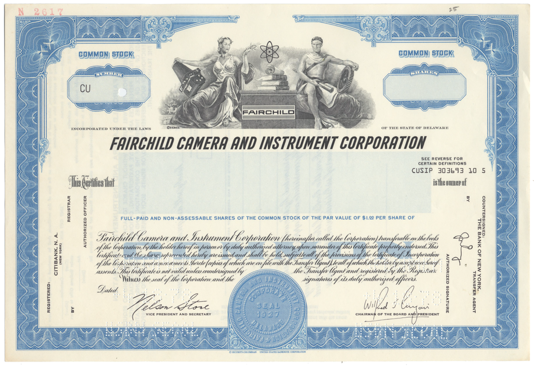 Fairchild Camera and Instrument Corporation Specimen Stock Certificate