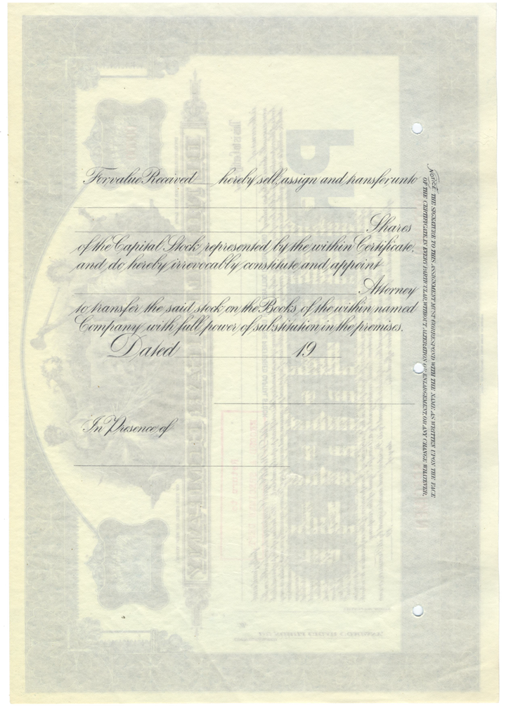 De Nobili Cigar Company Specimen Stock Certificate