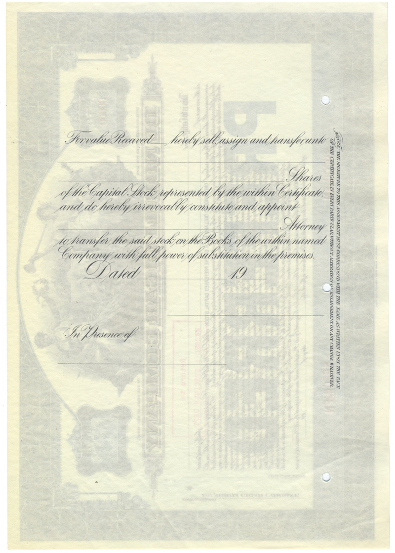 De Nobili Cigar Company Specimen Stock Certificate