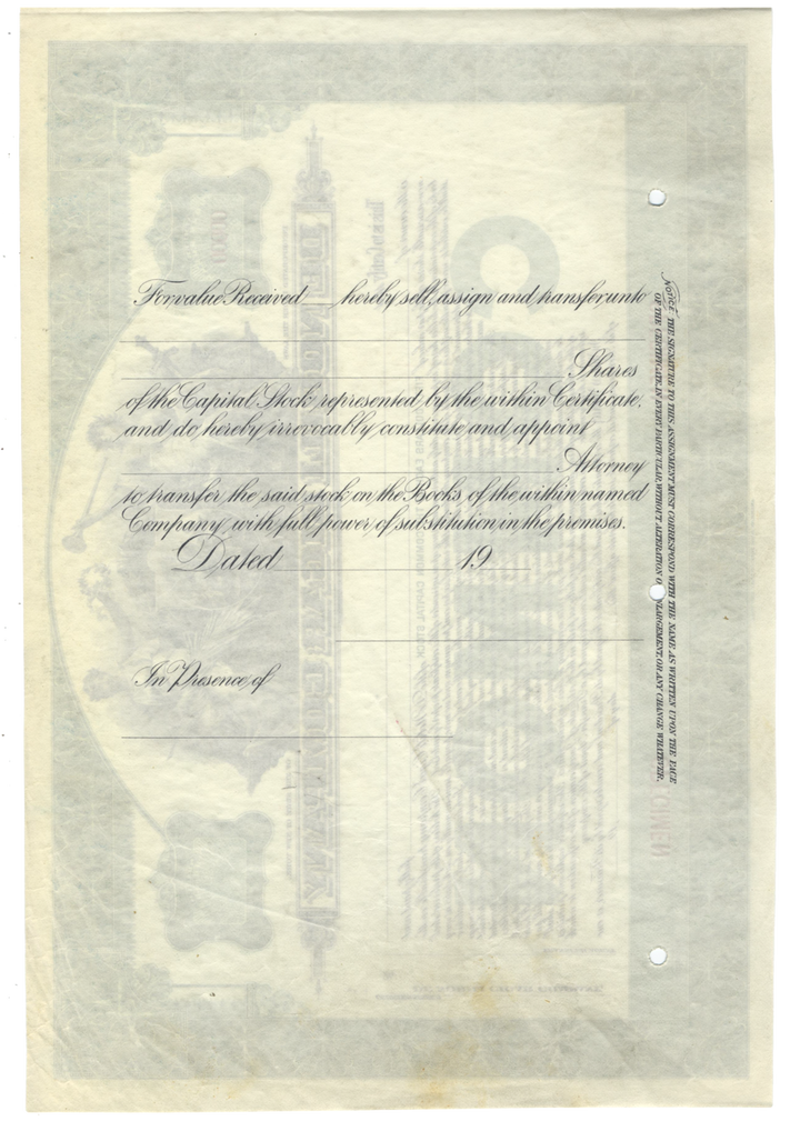 De Nobili Cigar Company Specimen Stock Certificate