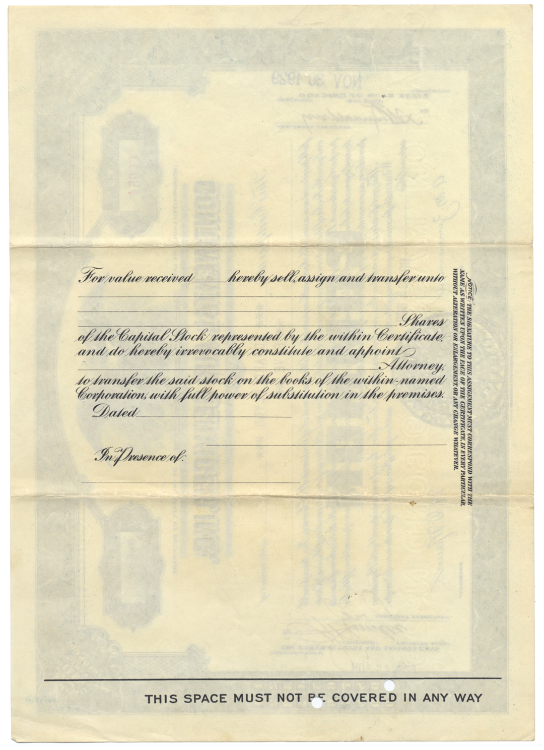 Continental Air Services, Inc. Stock Certificate